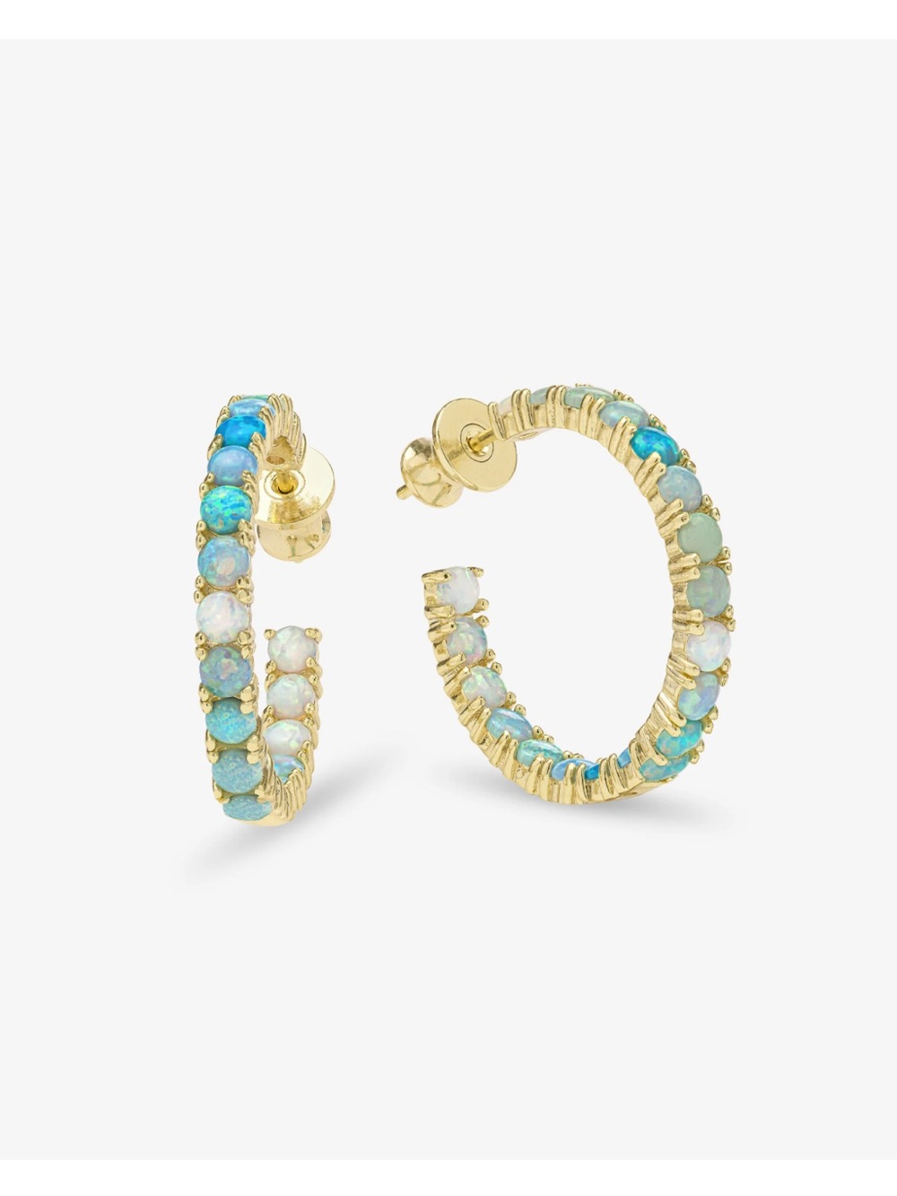 NWT Melinda Maria Gold/Blue Opal “Heiress Ombré Hoop 1”